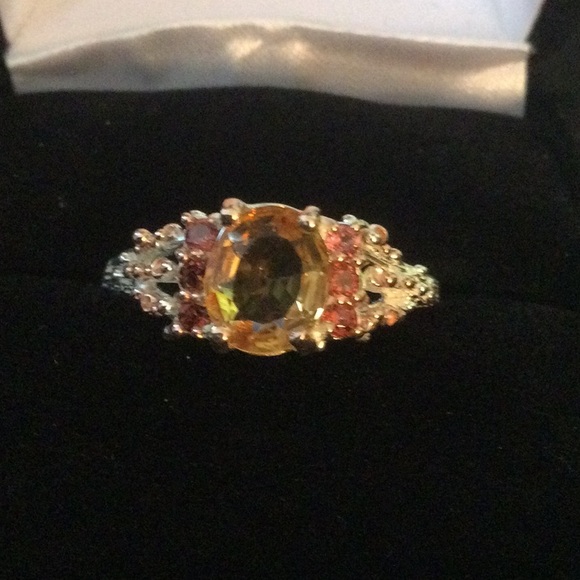 Genuine Citrine & Garnet Ring